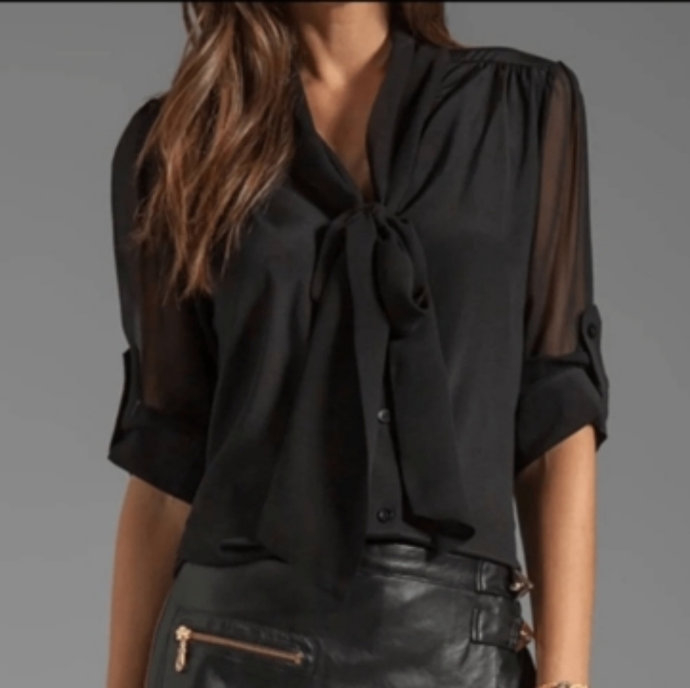 Silk Ariae Silk Tie Neck Blouse